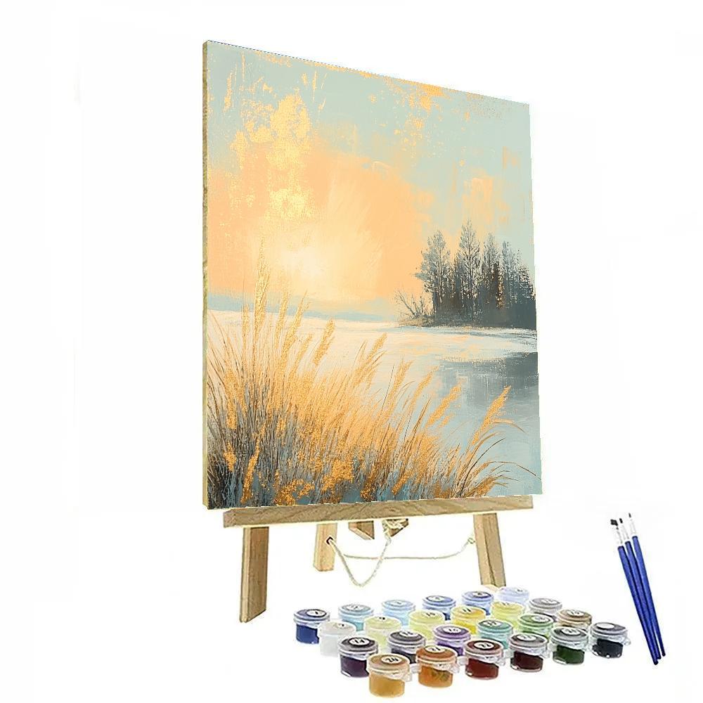 Claude Monet Inspired Frosted Meadow Sunrise paint by numbers