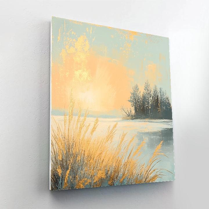 Claude Monet Inspired Frosted Meadow Sunrise paint by numbers