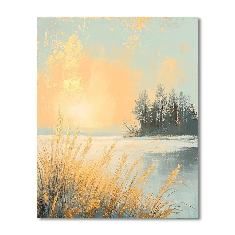 Claude Monet Inspired Frosted Meadow Sunrise paint by numbers