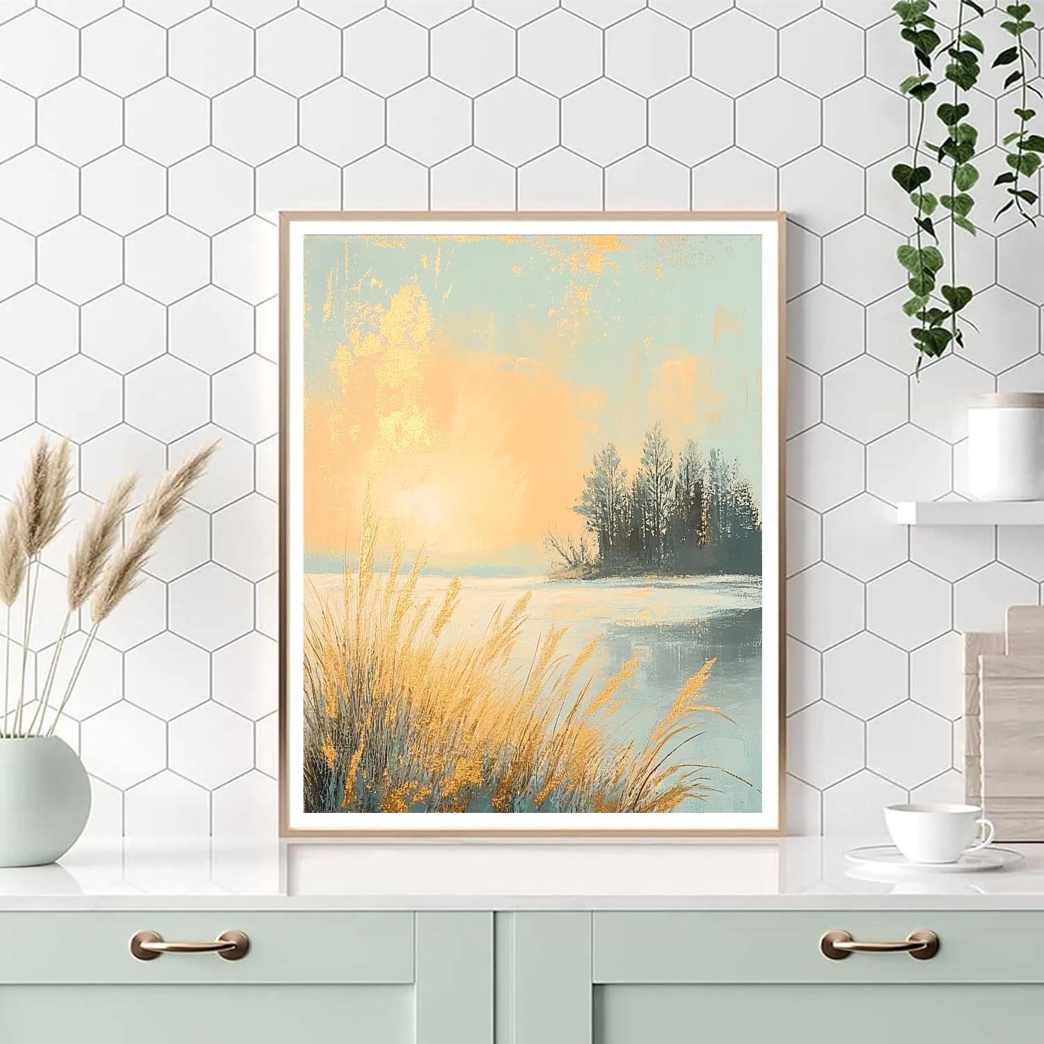 Claude Monet Inspired Frosted Meadow Sunrise paint by numbers