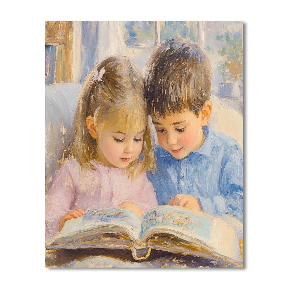 Mary Cassatt Inspired Children Reading Numbered painting kits