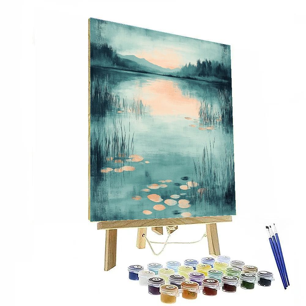 Claude Monet Inspired Serene Lagoon At Low Light Numbered painting kits