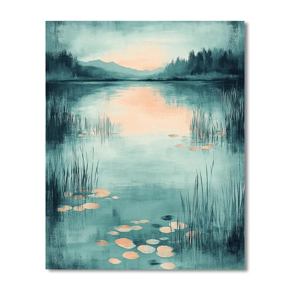 Claude Monet Inspired Serene Lagoon At Low Light Numbered painting kits
