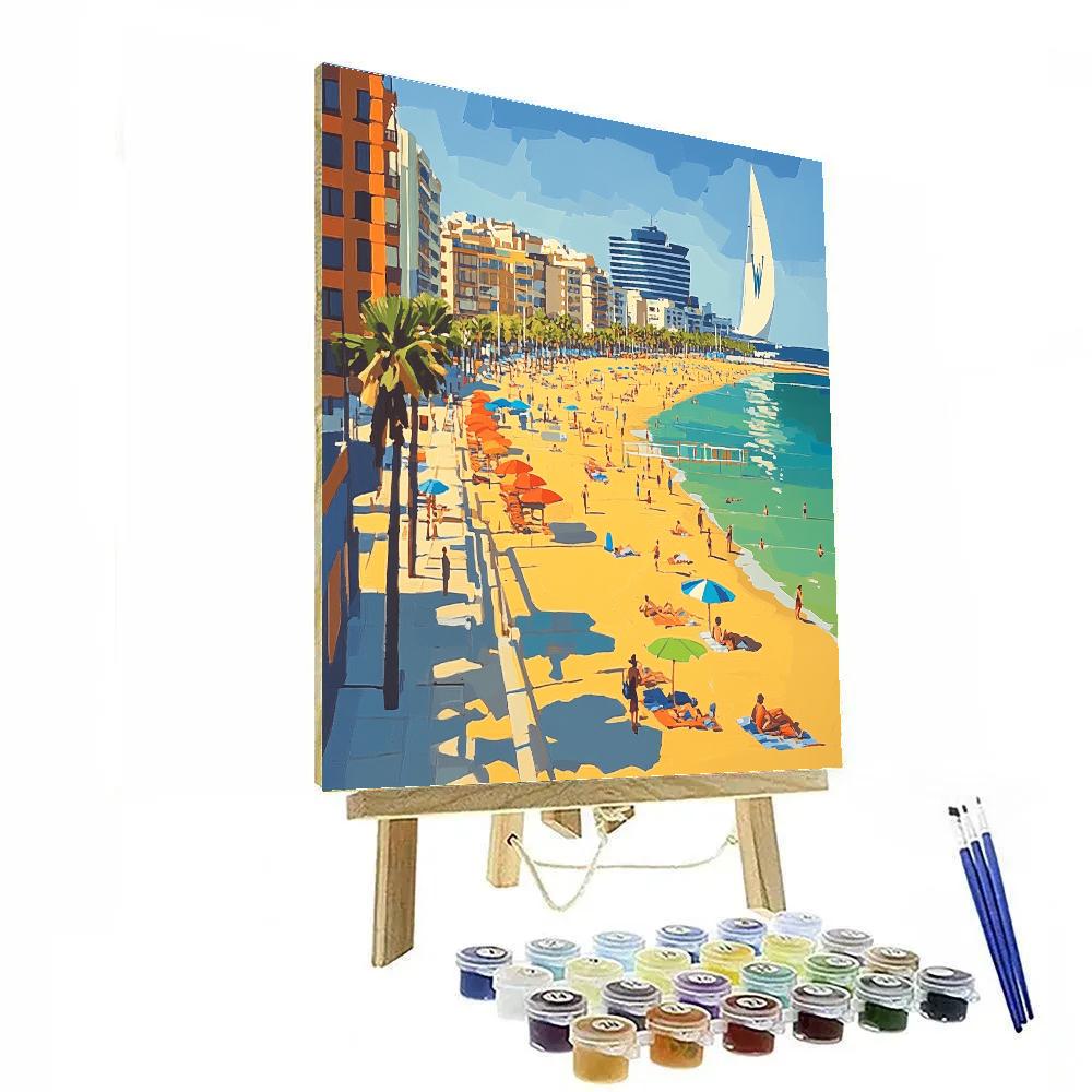 City Beach Of Barceloneta Barcelona Spain Paint by numbers art