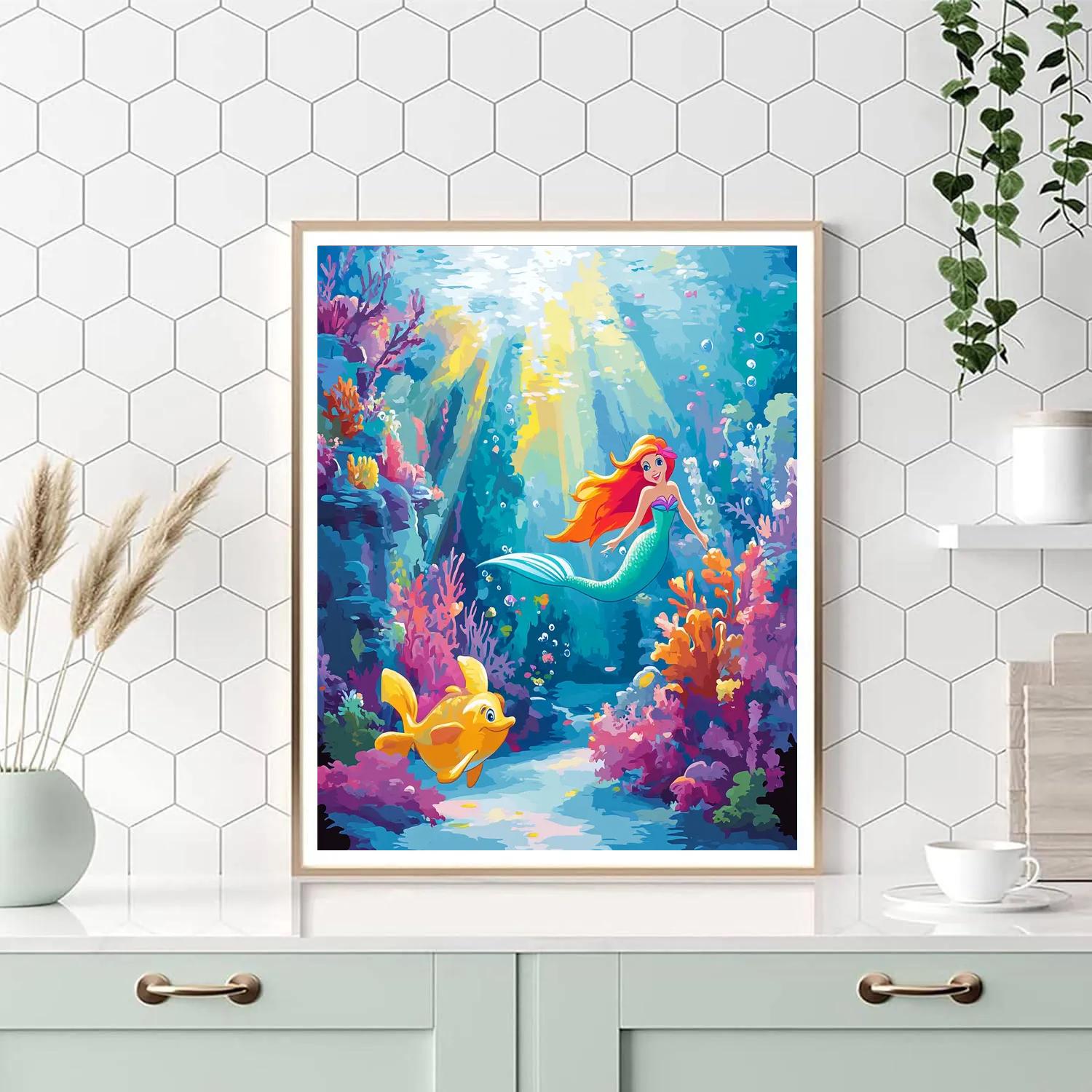 Ariel’s Coral Reef Discovery Disney Inspired Paint by numbers art