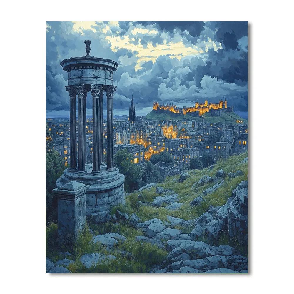 Cityscape From Calton Hill Edinburgh United Kingdom Paint by numbers art