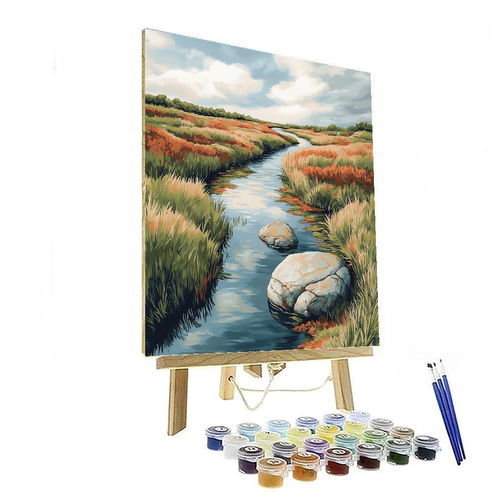 Claude Monet Inspired Meadow Stream With Stone Hints DIY paint by numbers