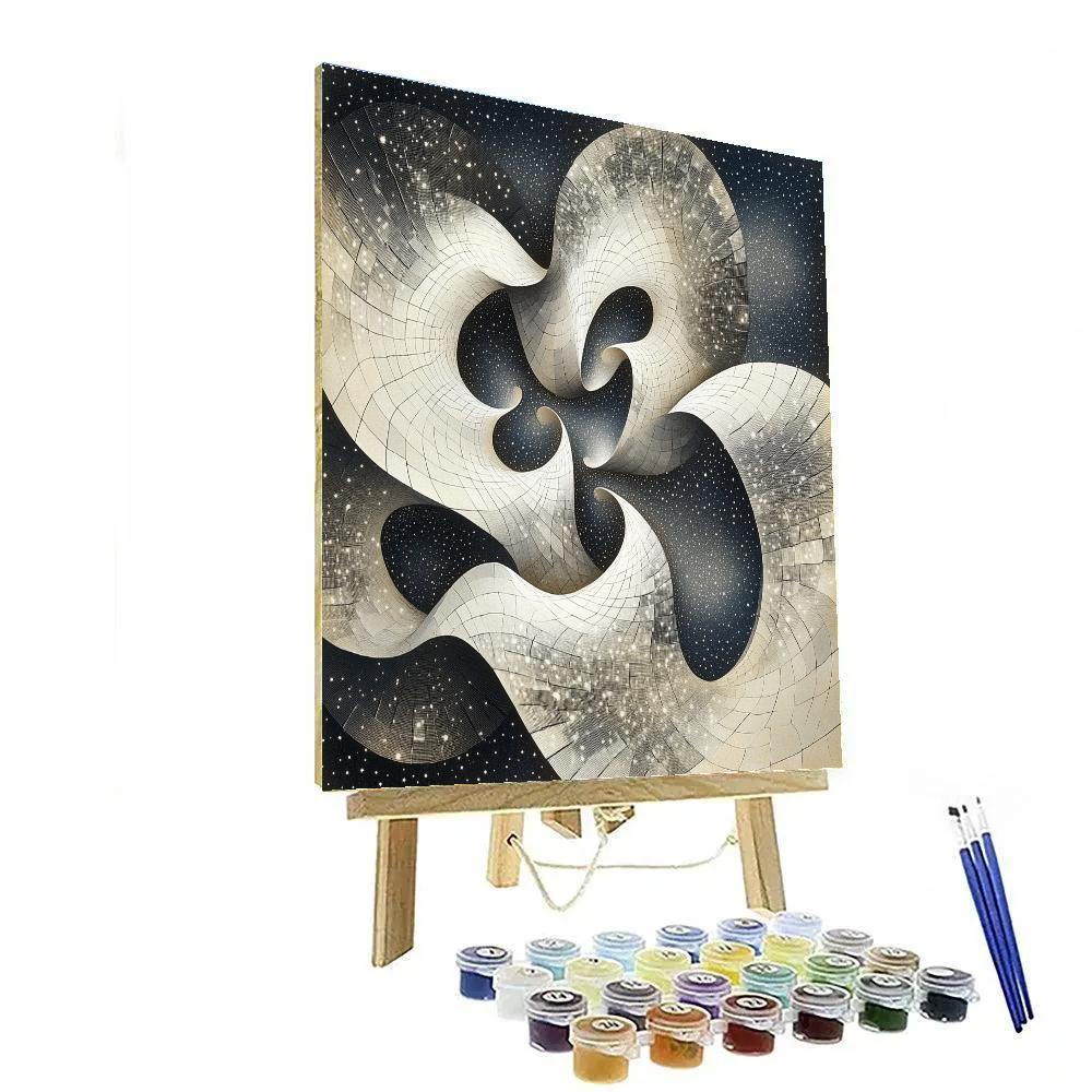 M.C. Escher Inspired Cosmic Möbius Pattern Field Painting by numbers kit