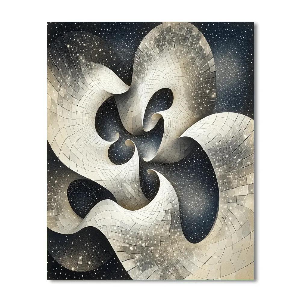 M.C. Escher Inspired Cosmic Möbius Pattern Field Painting by numbers kit