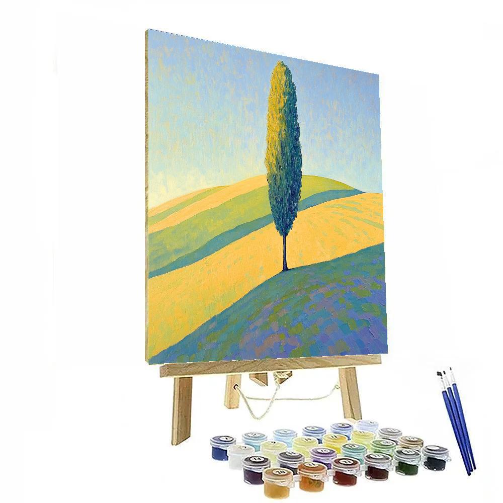 Claude Monet Inspired Sunlit Hill With Lone Poplar Paint by numbers art