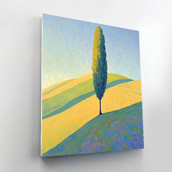 Claude Monet Inspired Sunlit Hill With Lone Poplar Paint by numbers art