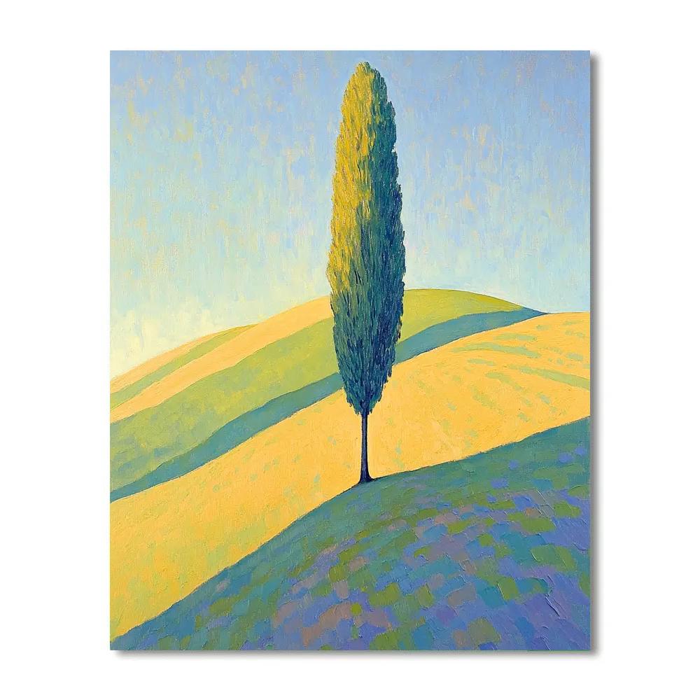 Claude Monet Inspired Sunlit Hill With Lone Poplar Paint by numbers art