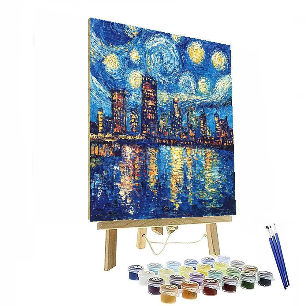 Vincent Van Gogh Inspired Starry Cityscape Paint by numbers kits