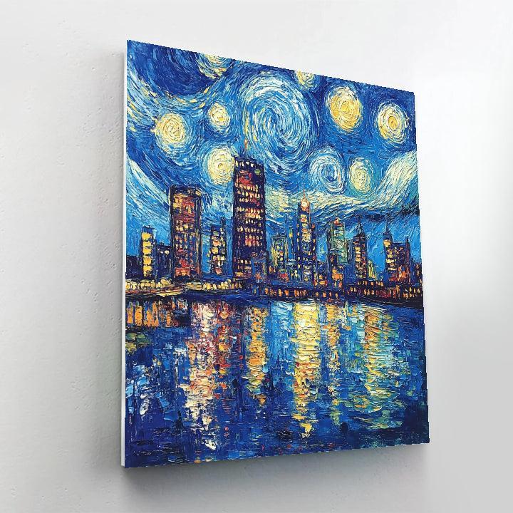 Vincent Van Gogh Inspired Starry Cityscape Paint by numbers kits