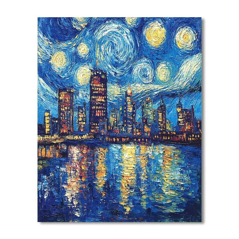 Vincent Van Gogh Inspired Starry Cityscape Paint by numbers kits