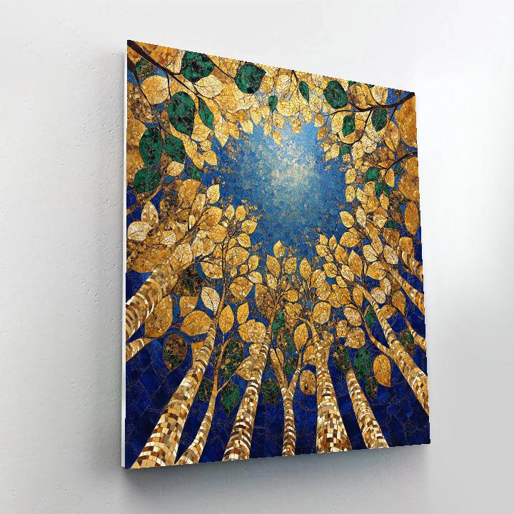 Gustav Klimt Inspired Golden Celestial Forest Canopy painting number kit
