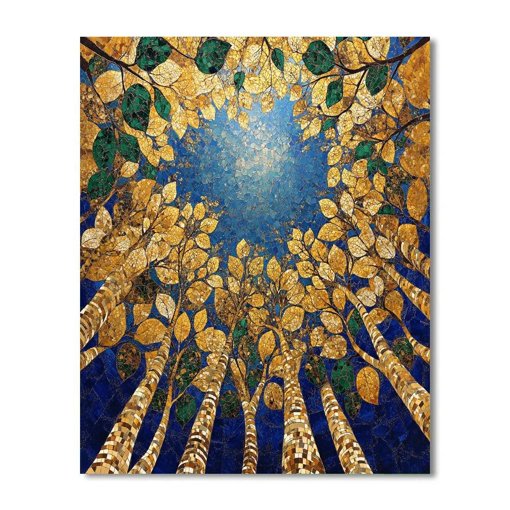 Gustav Klimt Inspired Golden Celestial Forest Canopy painting number kit