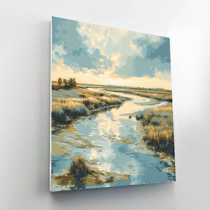 Claude Monet Inspired River Delta Under Pale Sky Numbered painting kits