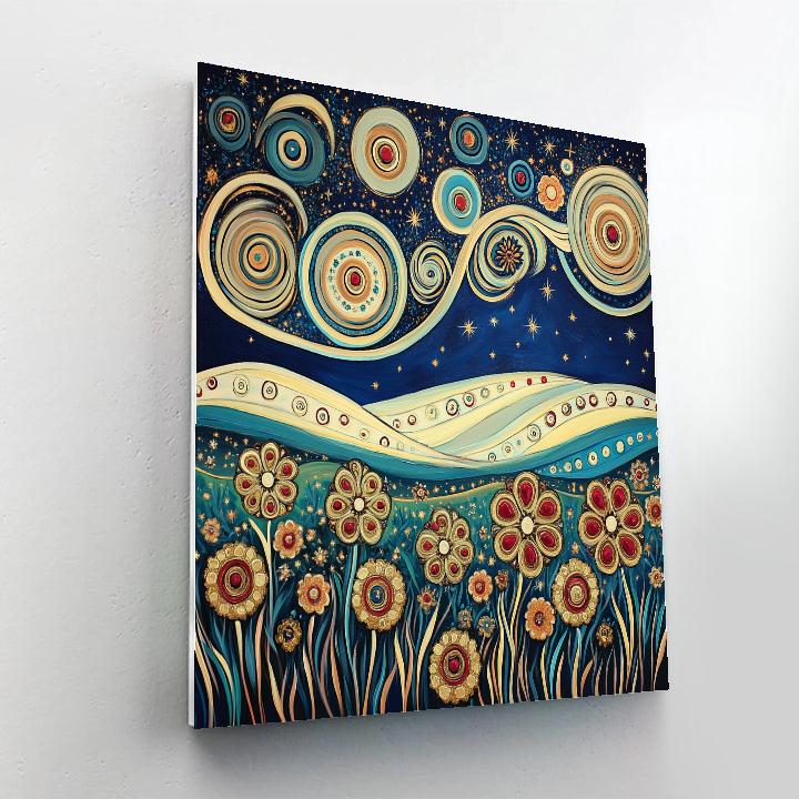 Gustav Klimt Inspired Spiral Constellation Meadow Painting by numbers kit