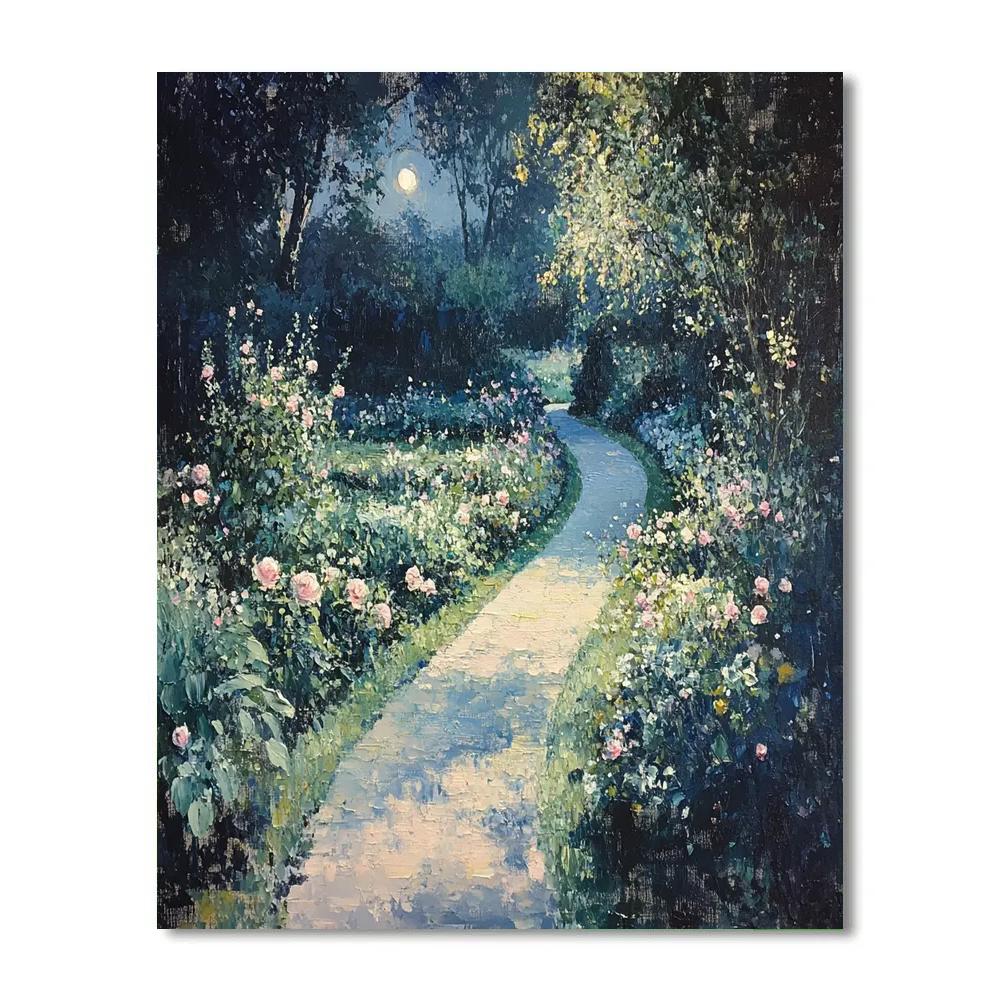 Claude Monet Inspired Moonlit Garden Path paint by numbers