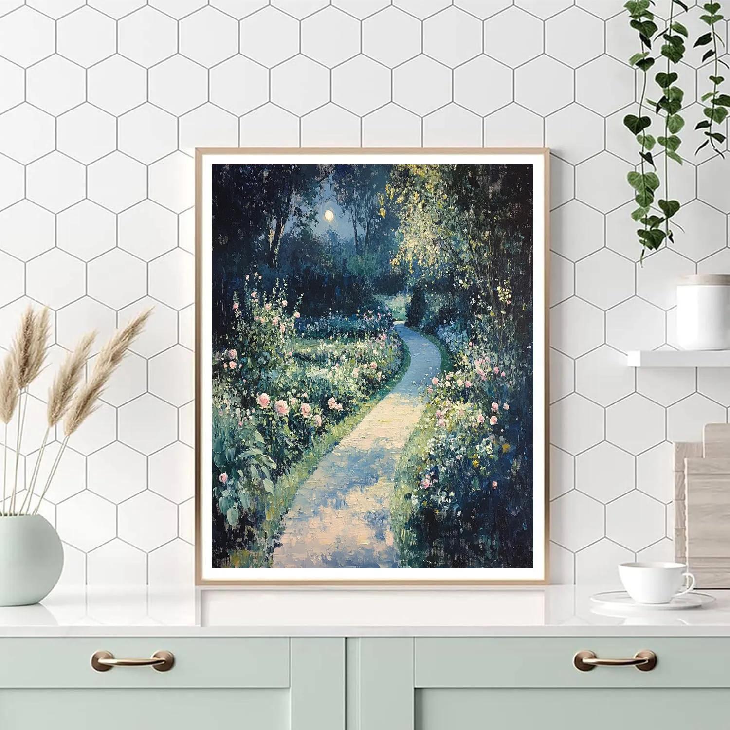 Claude Monet Inspired Moonlit Garden Path paint by numbers