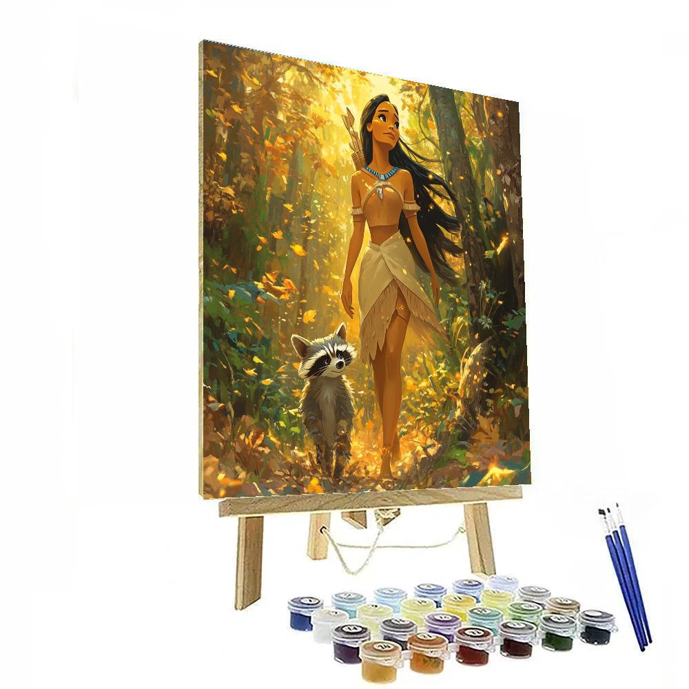 Pocahontas And Meeko’s Forest Walk Disney Inspired paint by color
