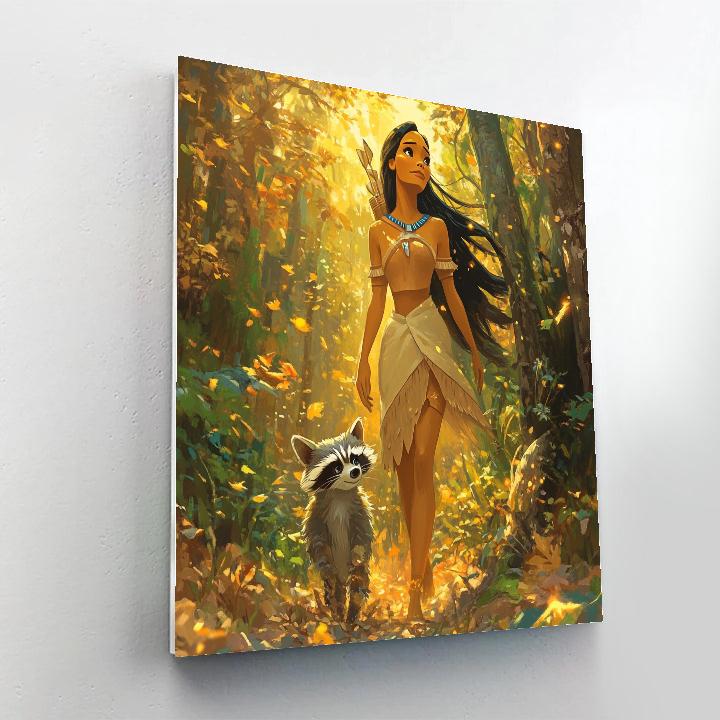 Pocahontas And Meeko’s Forest Walk Disney Inspired paint by color