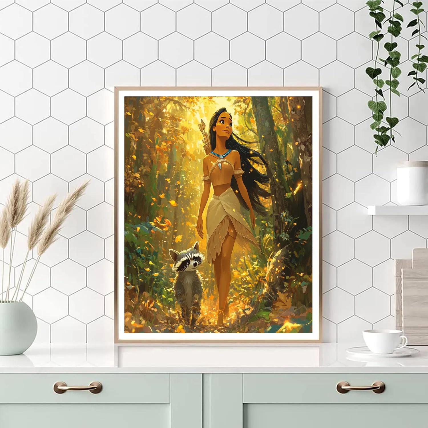 Pocahontas And Meeko’s Forest Walk Disney Inspired paint by color
