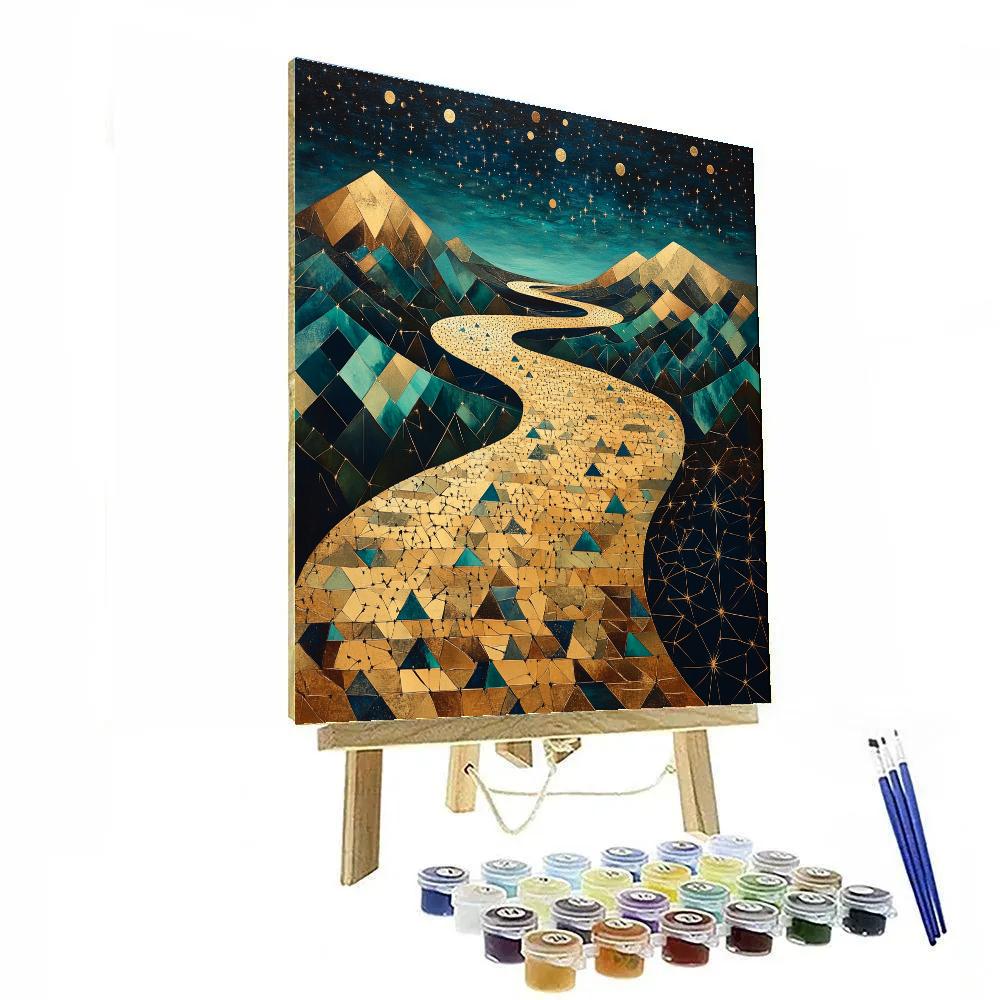 Gustav Klimt Inspired Ornamental River Of Stars Numbered painting kits