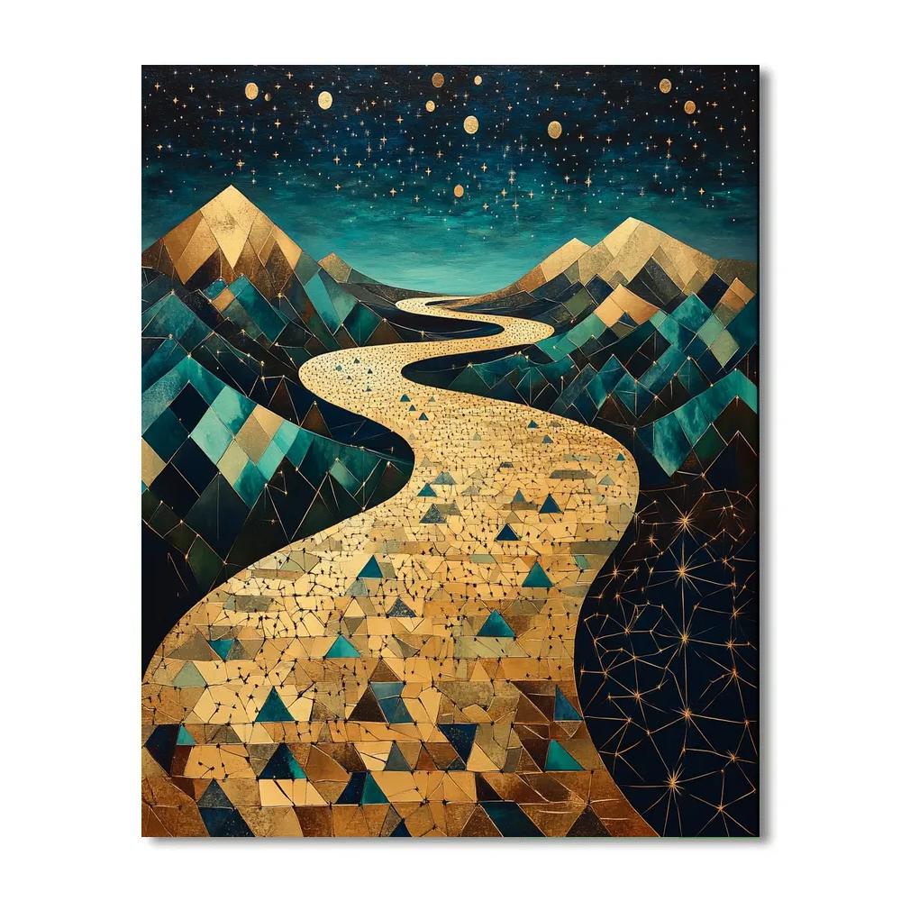 Gustav Klimt Inspired Ornamental River Of Stars Numbered painting kits