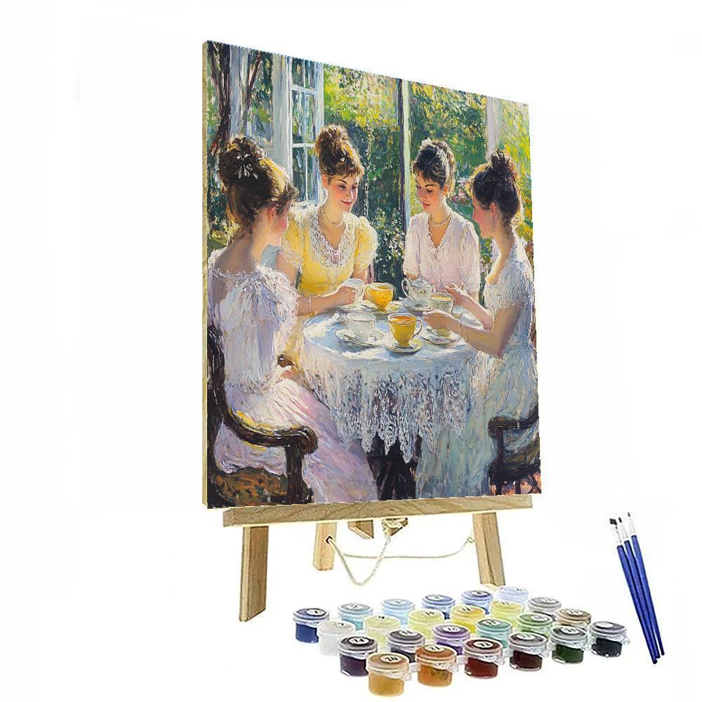 Mary Cassatt Inspired Tea Time Gathering paint by number