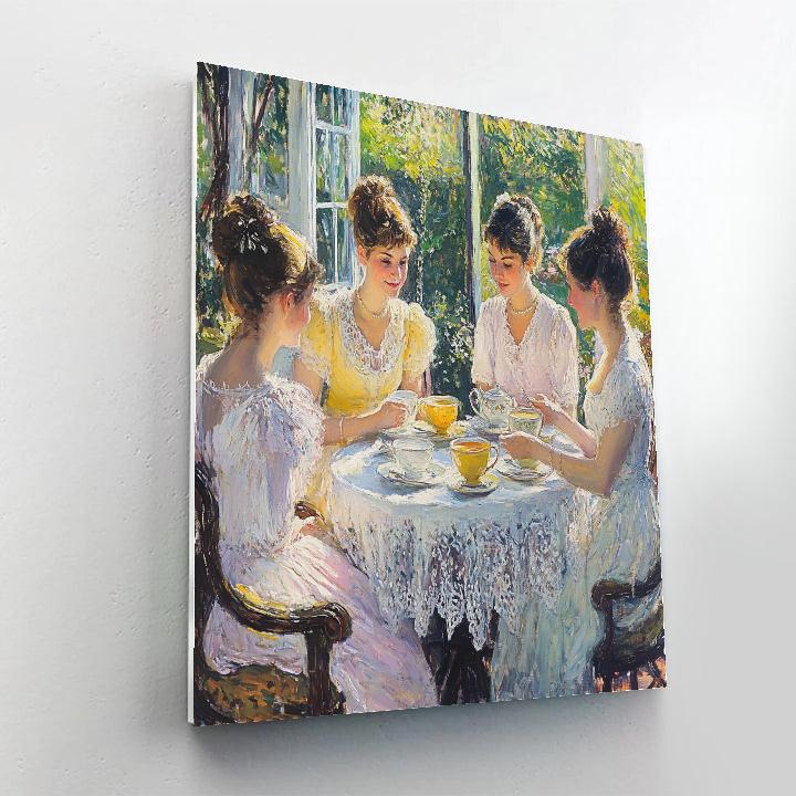 Mary Cassatt Inspired Tea Time Gathering paint by number