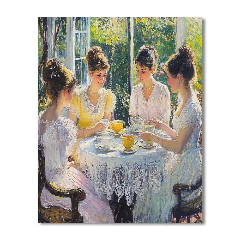 Mary Cassatt Inspired Tea Time Gathering paint by number