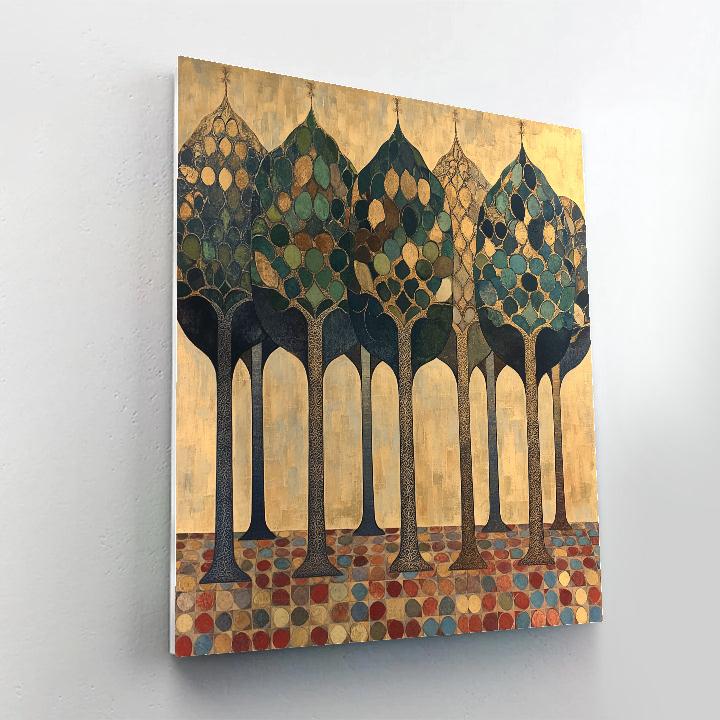 Gustav Klimt Inspired Golden Orchard Mosaic paint by color