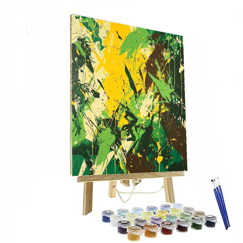 Jackson Pollock Inspired Rainforest Chaos paint by color