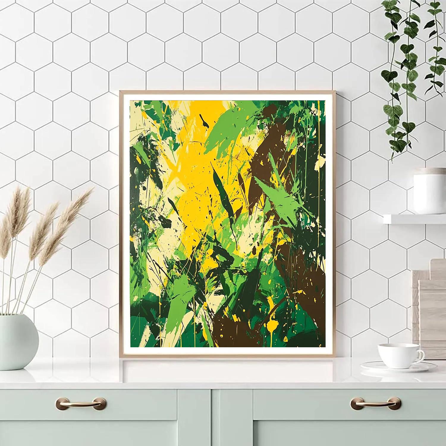 Jackson Pollock Inspired Rainforest Chaos paint by color