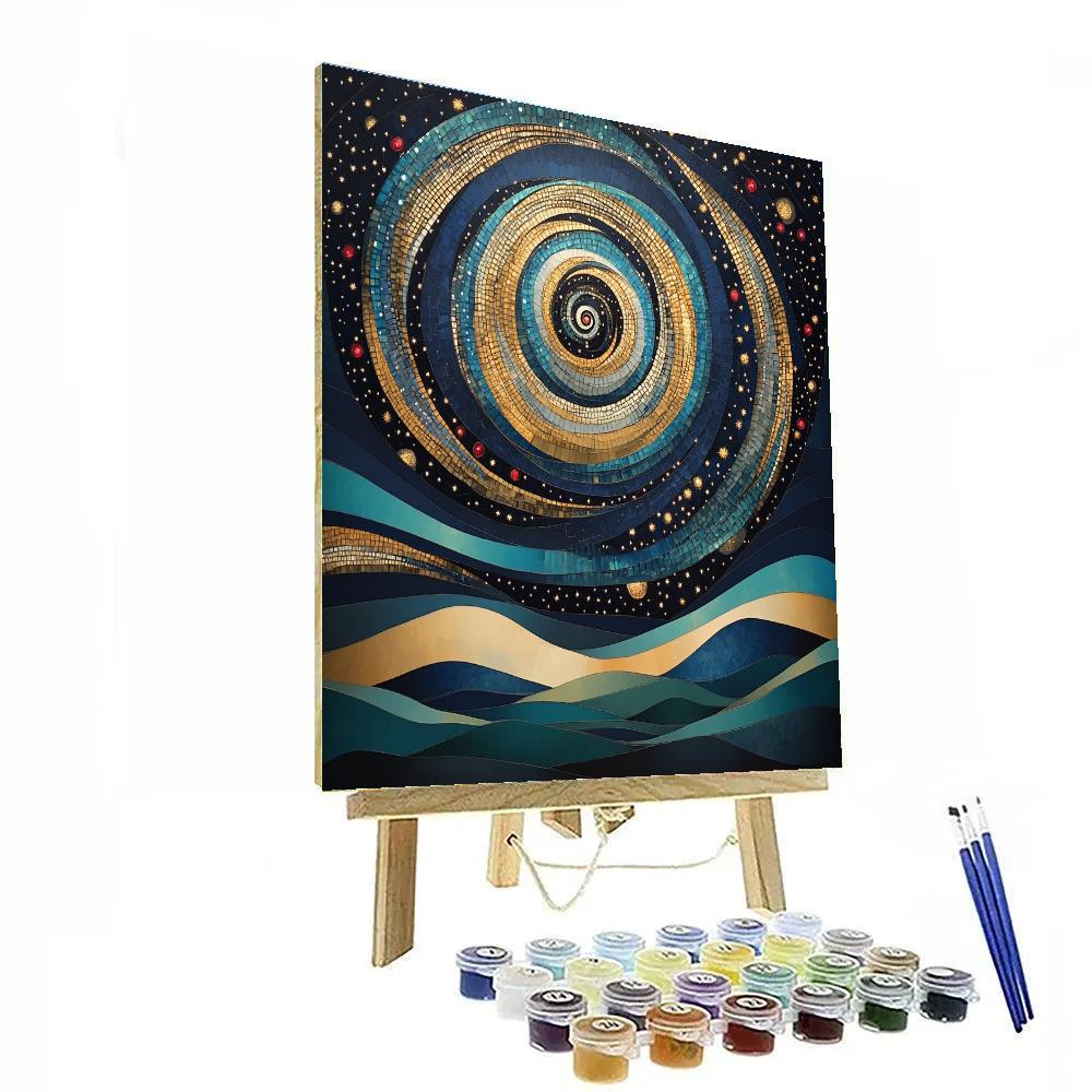 Gustav Klimt Inspired Luminous Spiral Night Sky DIY paint by numbers