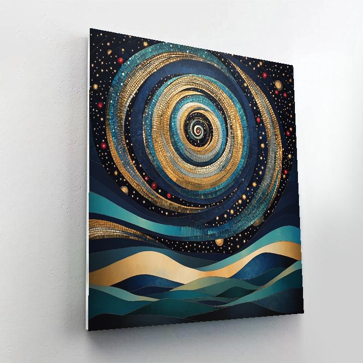 Gustav Klimt Inspired Luminous Spiral Night Sky DIY paint by numbers