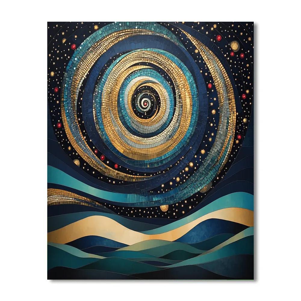 Gustav Klimt Inspired Luminous Spiral Night Sky DIY paint by numbers