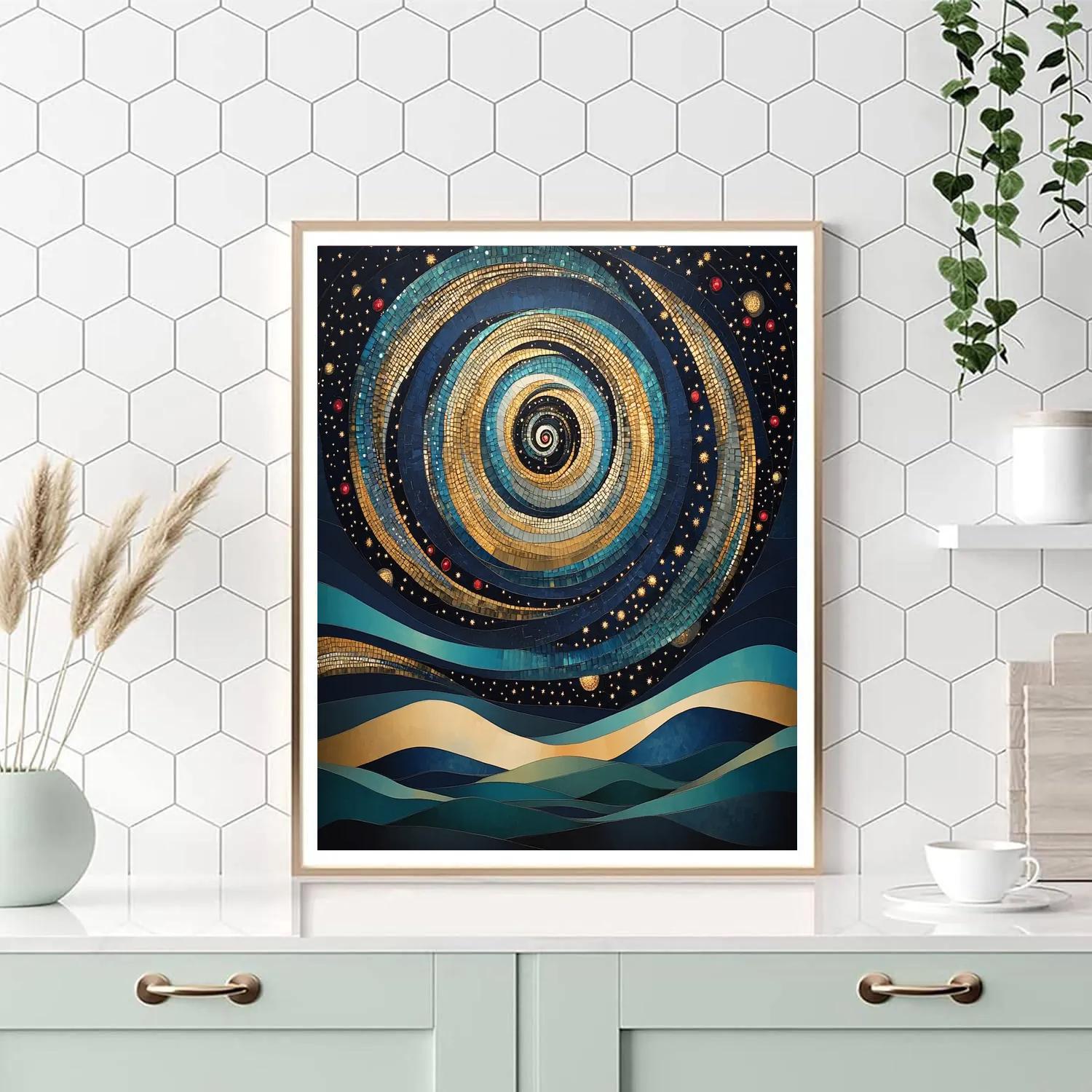 Gustav Klimt Inspired Luminous Spiral Night Sky DIY paint by numbers