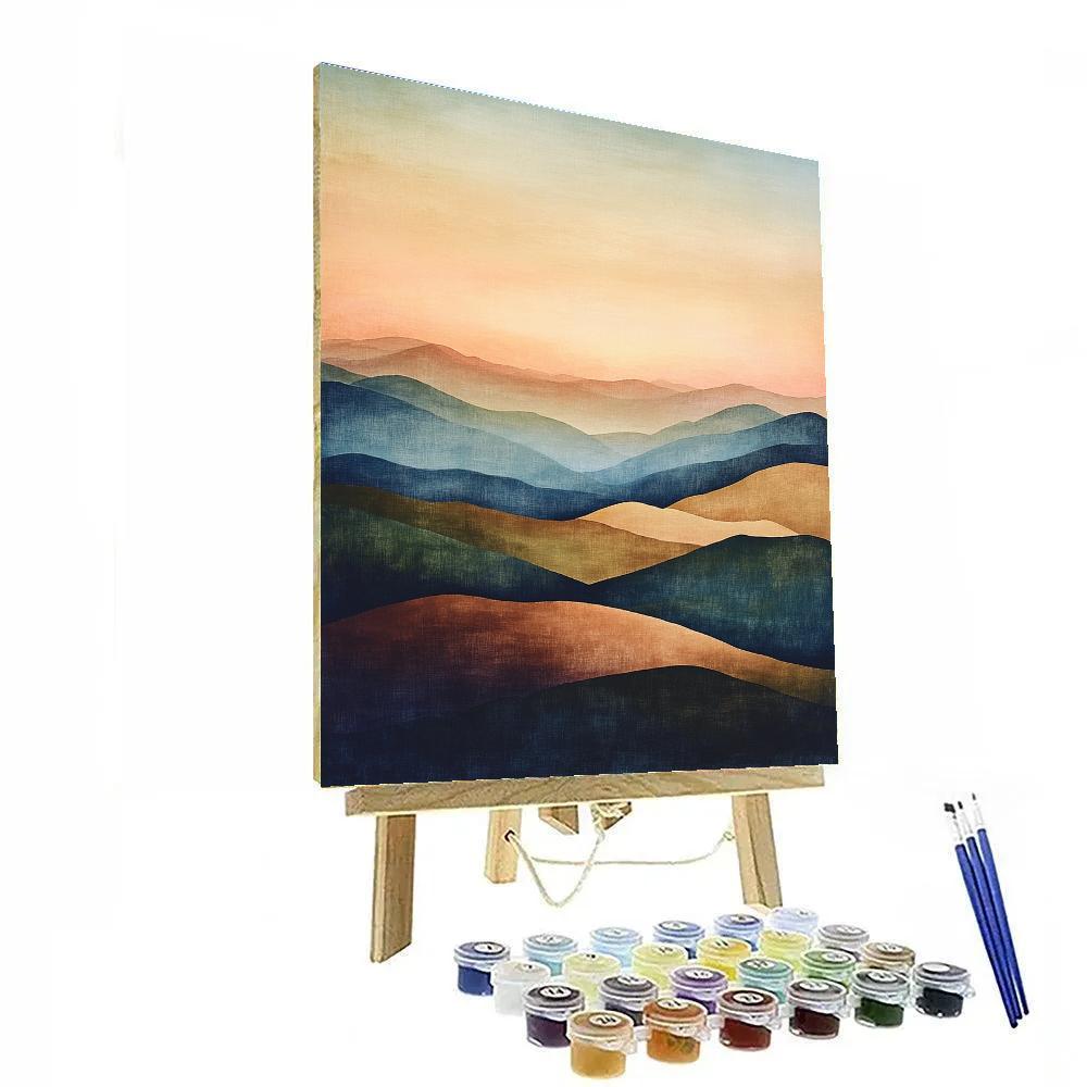 Claude Monet Inspired Distant Hills At Soft Sunset DIY paint by numbers
