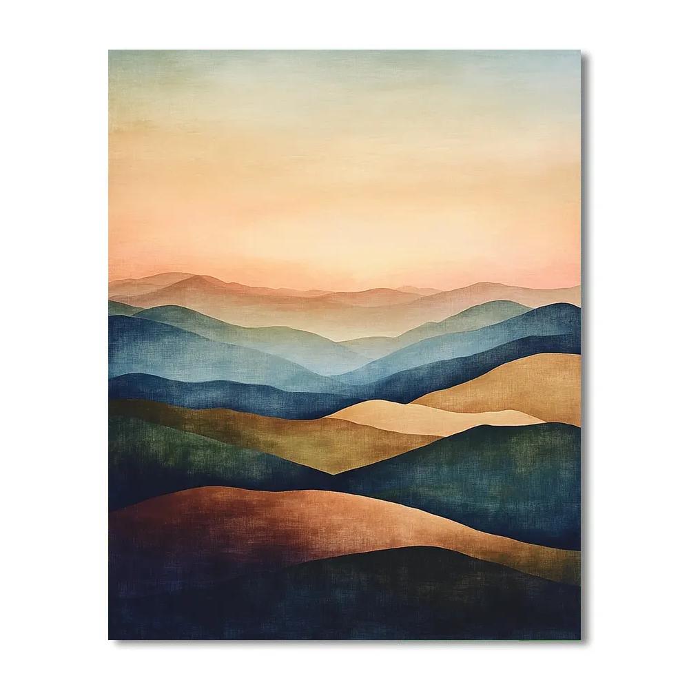 Claude Monet Inspired Distant Hills At Soft Sunset DIY paint by numbers