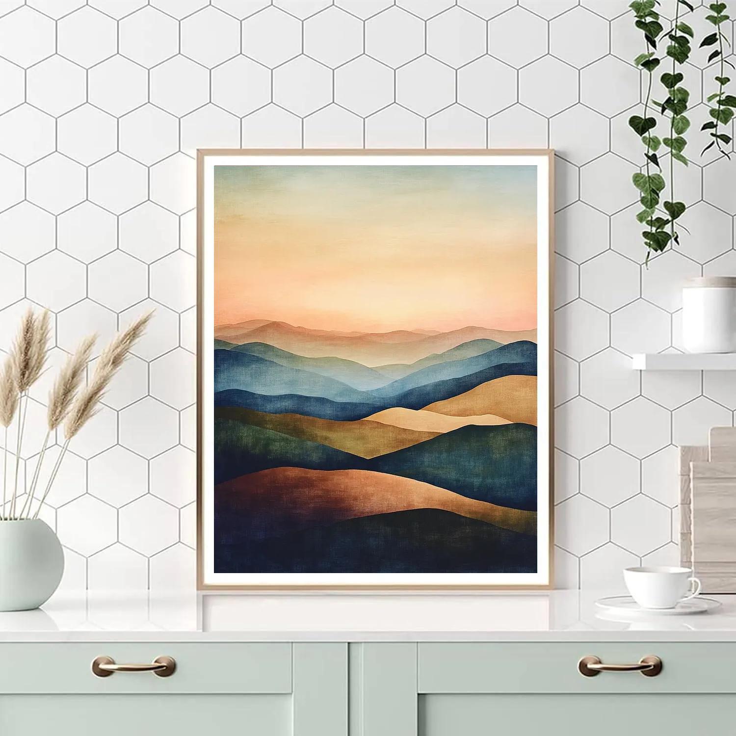 Claude Monet Inspired Distant Hills At Soft Sunset DIY paint by numbers