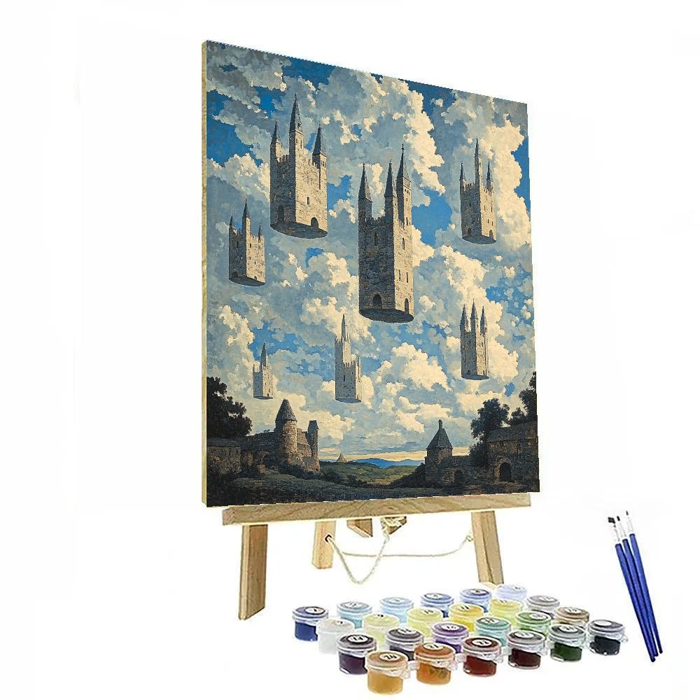 René Magritte Inspired Floating Castles Numbered painting kits