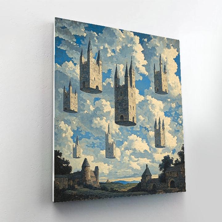 René Magritte Inspired Floating Castles Numbered painting kits