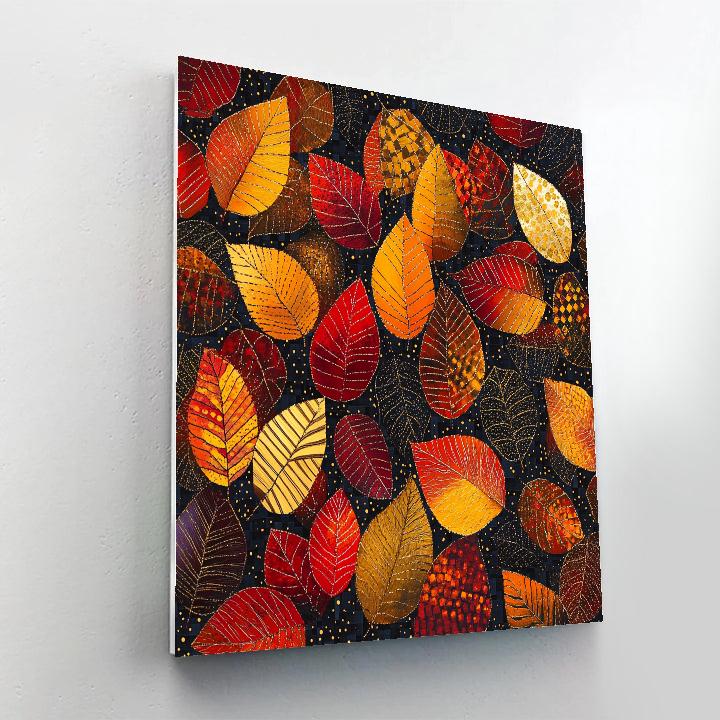 Gustav Klimt Inspired Golden Autumn Leaf Tapestry paint by numbers