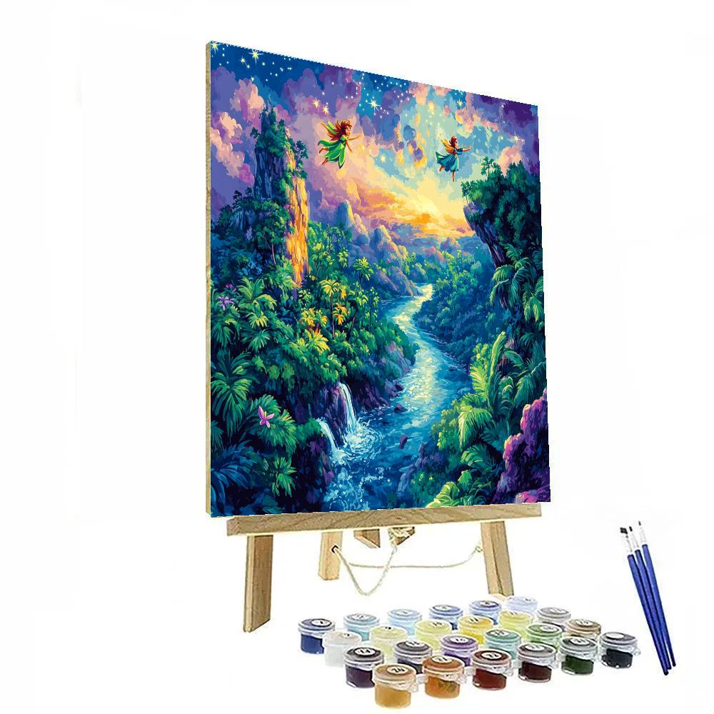 Peter Pan And Tinker Bell’s Neverland Flight Disney Inspired paint by numbers