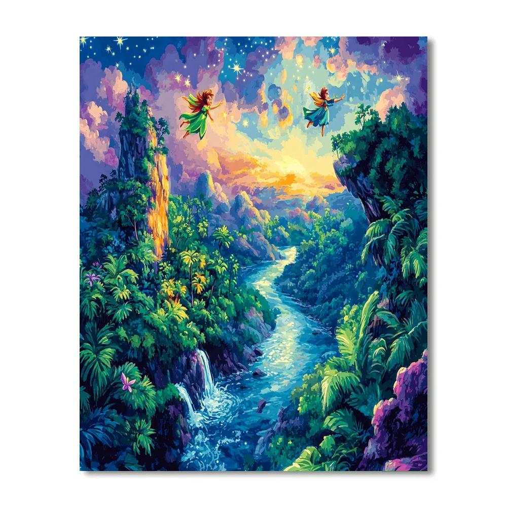 Peter Pan And Tinker Bell’s Neverland Flight Disney Inspired paint by numbers