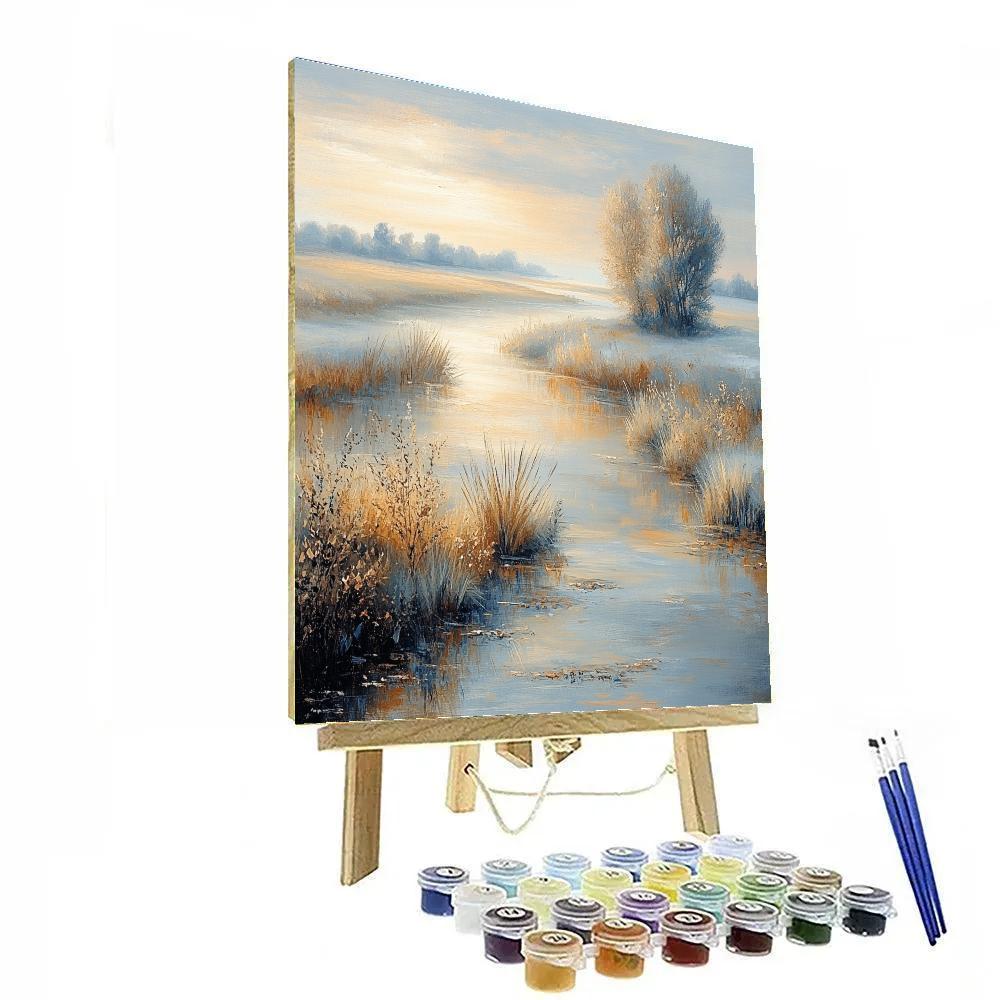 Claude Monet Inspired Misty Riverbank At Sunrise painting number kit