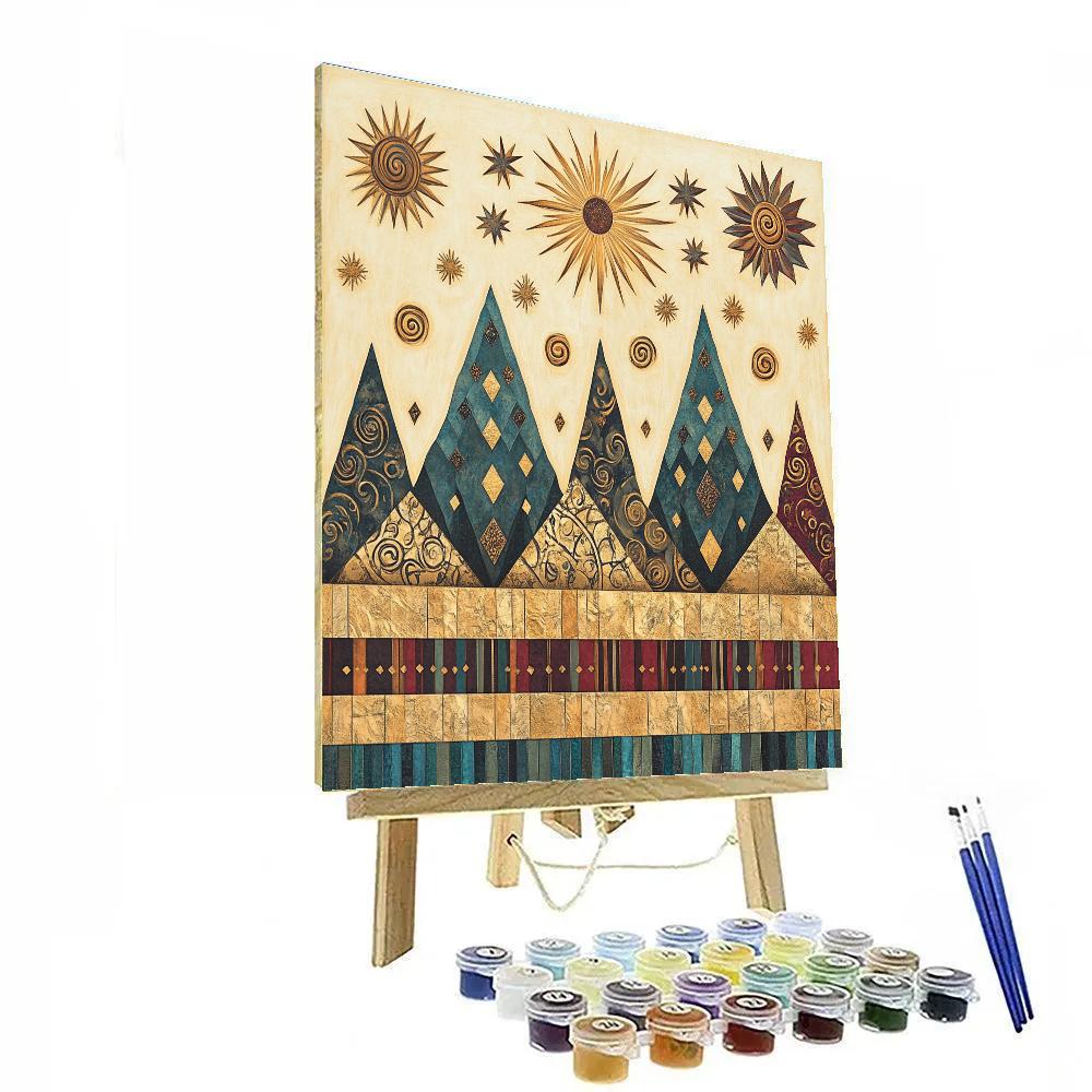 Gustav Klimt Inspired Golden Mountain Horizon DIY paint by numbers